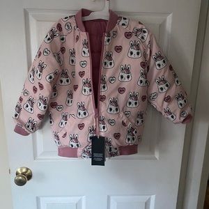 NWT Huxbaby Reversible Bunny Love/Bubblegum Puffer Jacket-SZ 8